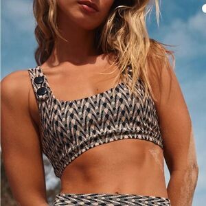 NEW‎ Seea Free People Seea Georgia Surf Top in navy mini chevron, M
